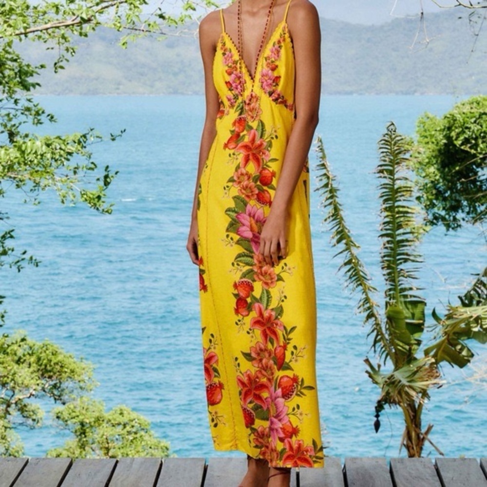 Farm Rio: Yellow Summer Fruit Scarf Euroflax™ Maxi
Dress - Picture 5 of 12